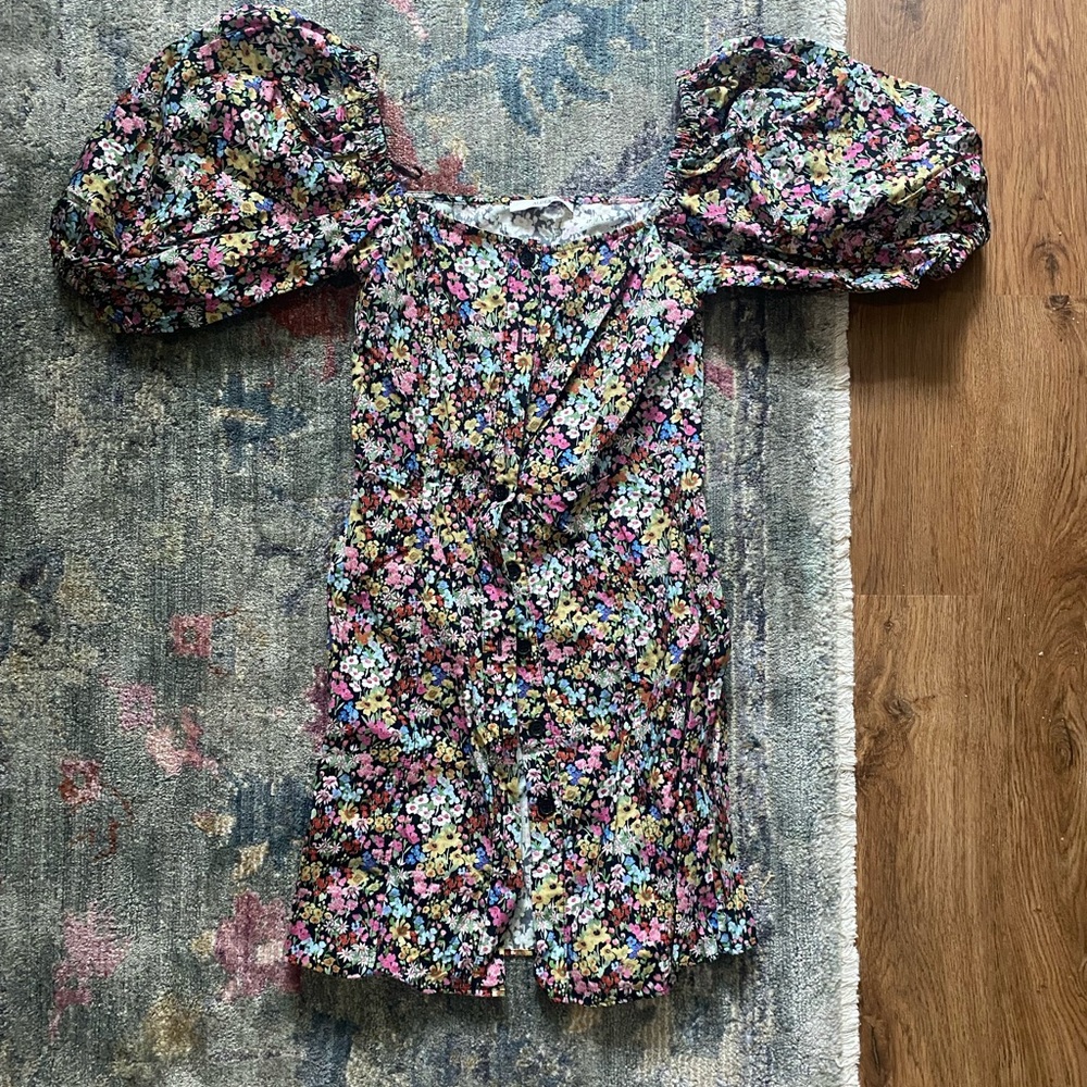 Anthropologie Floral Puff Sleeve Mini Dress